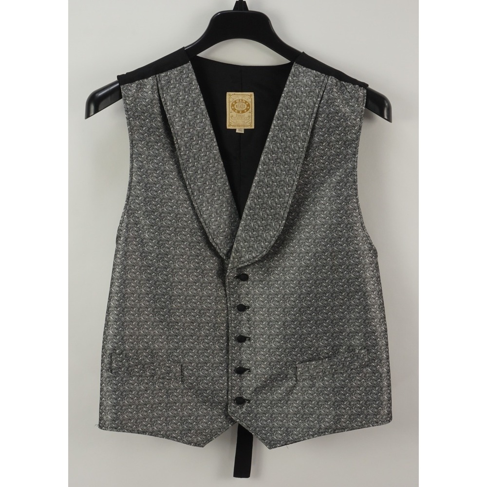 Vintage WAH Maker USA Men's XL Silver Geometric Jacquard Shawl Western Vest